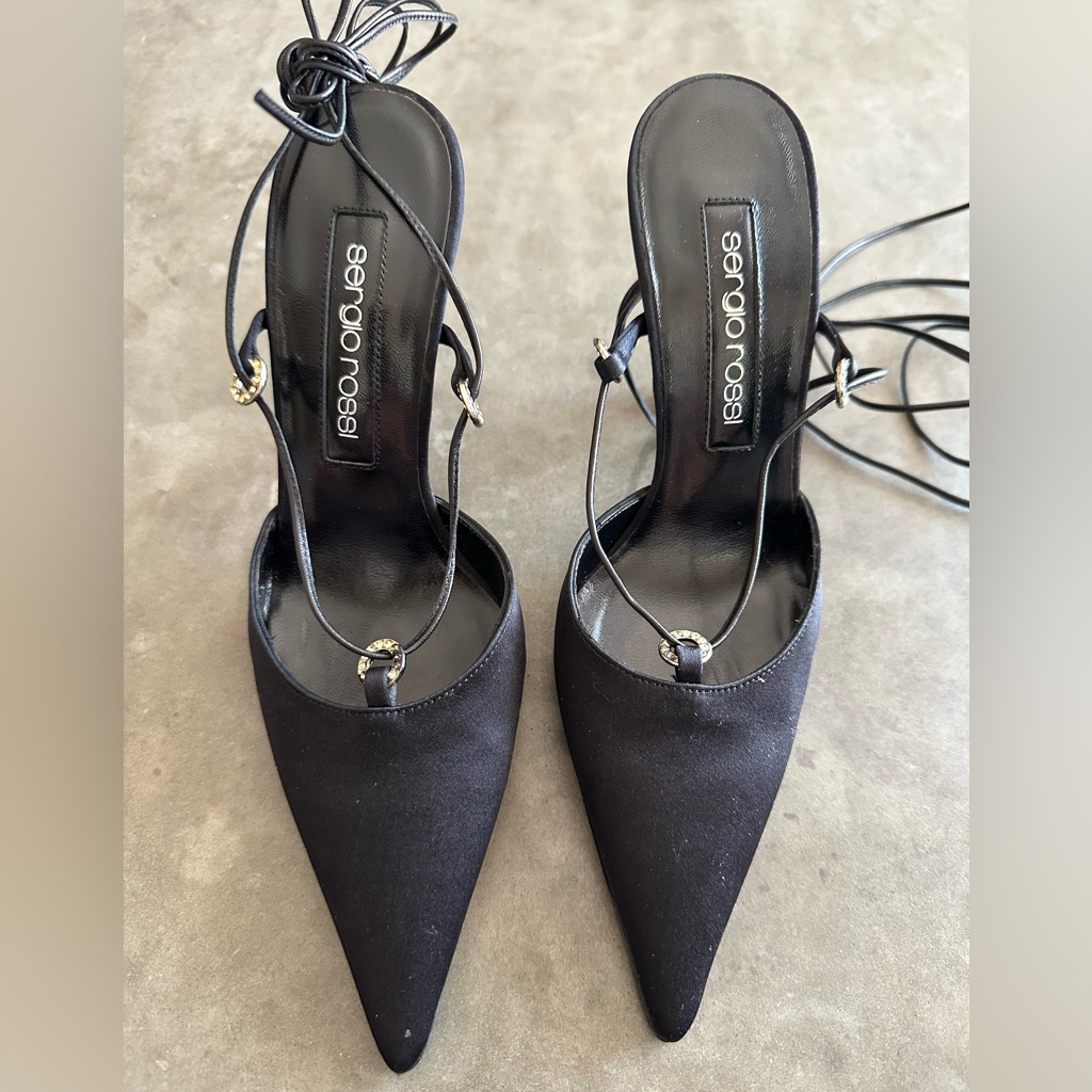 Sergio Rossi Black Satin 35